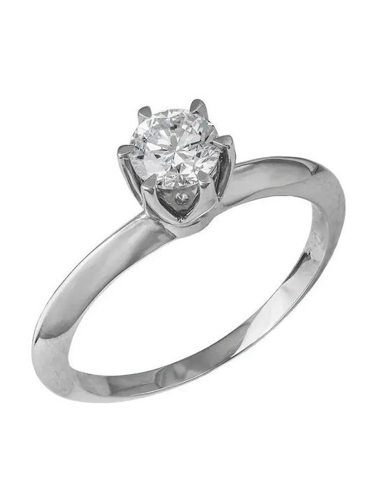 Single Stone Ring From 14K Gold With Synthetic Diamond Single Stone Ring From 14K Gold With Synthetic Diamond