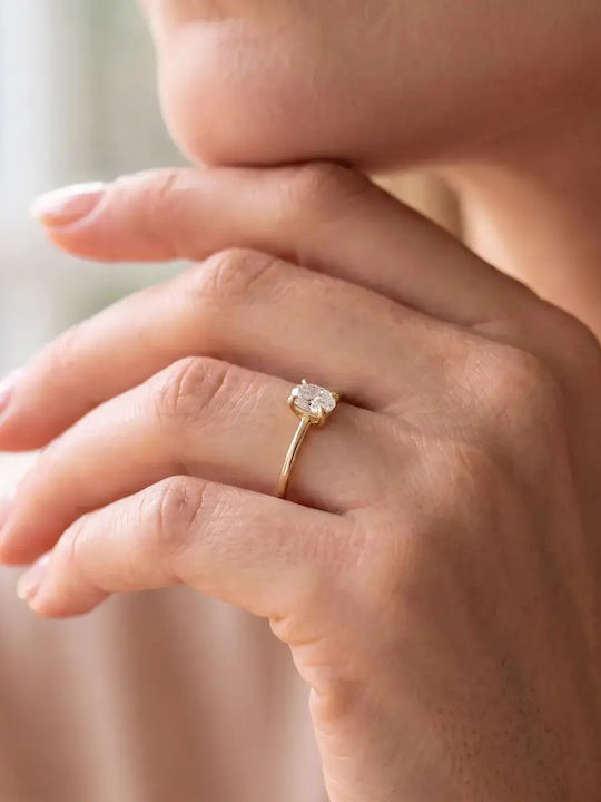 Einzelner Steine Ringe aus Gold 18K mit Diamant