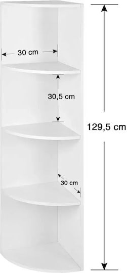 Eckregal Alb 30x30x129,5cm