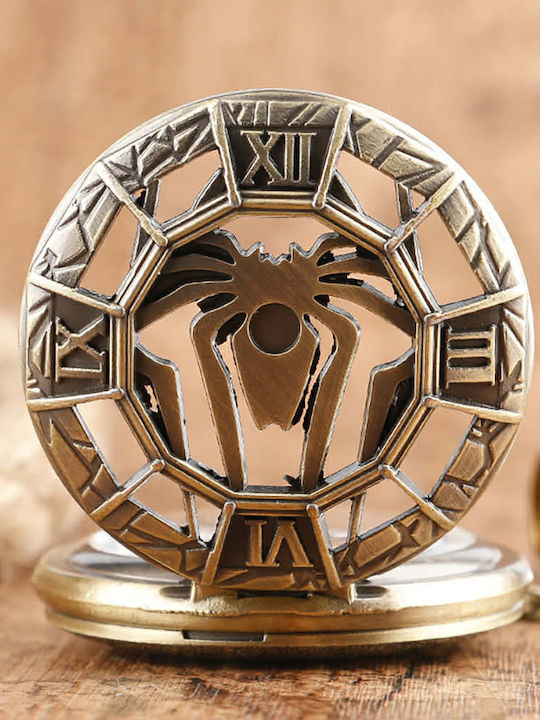 Spider-Man Marvel Logo Pocket Watch In Bronze Tone Molfs