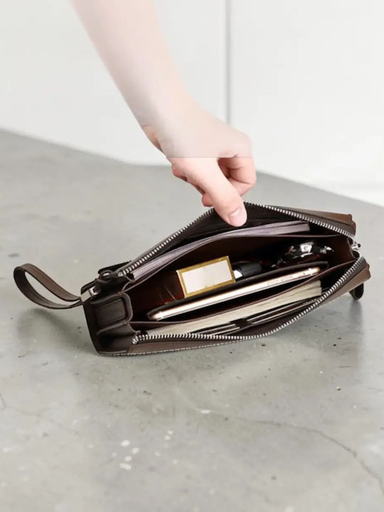 Leder Herren Handtasche Schwarz