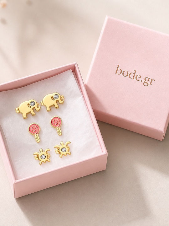 Bode Set Hypoallergen Kinderohrringe Blumen aus Stahl