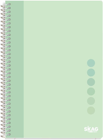 Skag Caiet Școlar Spirală Cu Dungi A4 60 Foi De Hârtie 2 Separatoare Pastel Vibe (Diverse Culori)