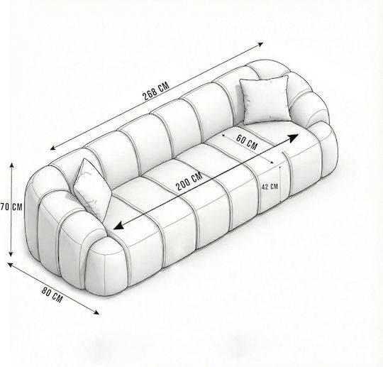 Octavio Four Seater Couch Tile Red 268x80x70 cm