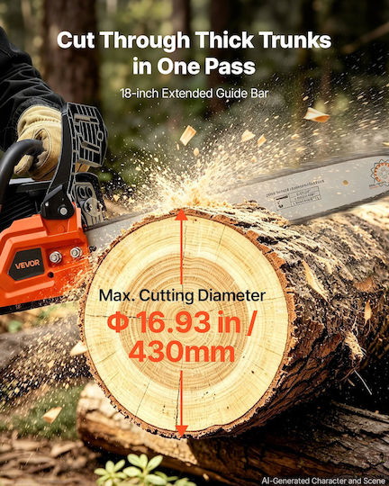 Vevor Gasoline Chainsaw 2.68hp 6.6kg with 45.72cm Blade