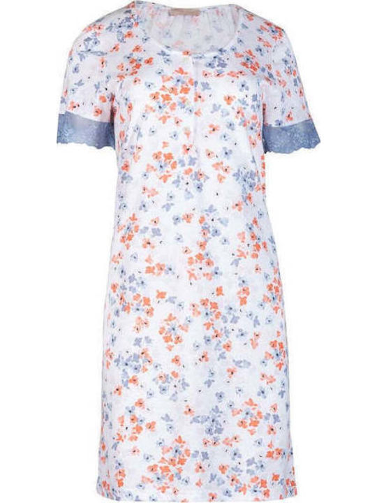 Pink Label Лятна памучна дамска нощница Blossom