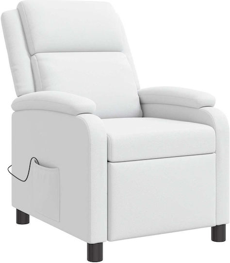 Scaun De Relax Masaj Din Piele Ecologică Alb 66x95x100cm