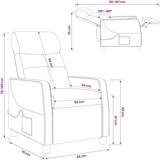 Πολυθρόνα Relax Massage Μοβ 66x95x100cm