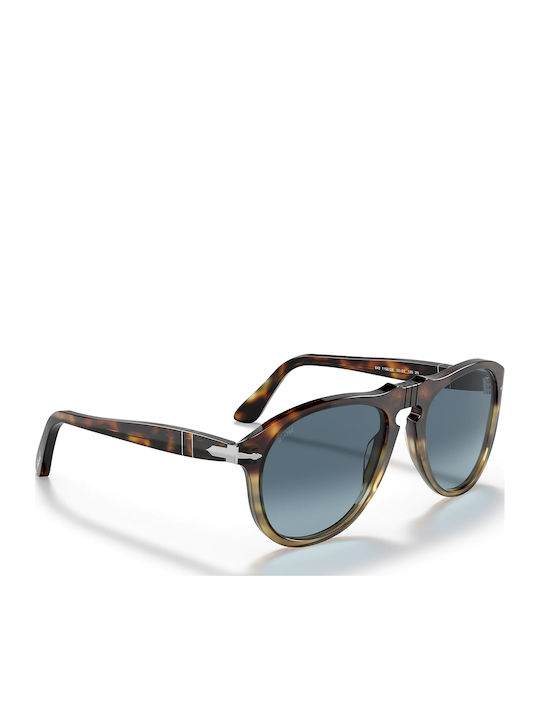 Persol Унисекс Слънчеви Очила с Кафяв Костенурков Пластмасов Рамка и Сини Преливащи Стъкла