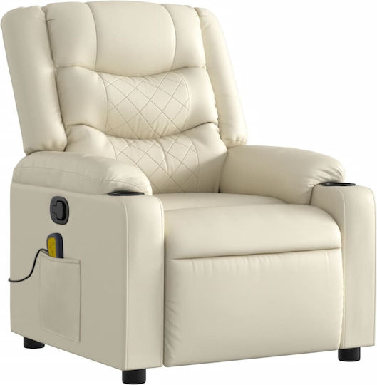 Relax Massage Armchair with Footstool Made of Artificial Leather Cream 77x93x99cm