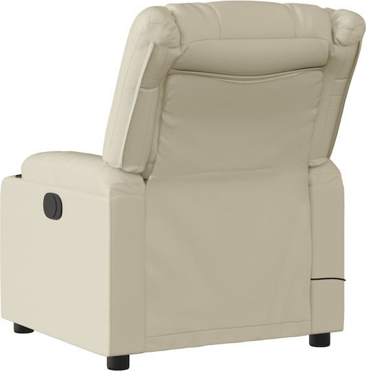 Relax Massage Armchair with Footstool Made of Artificial Leather Cream 77x93x99cm