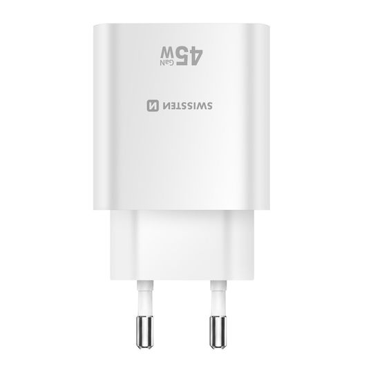 Swissten 45w Usb-c Power Delivery Charger Usb-a Quick Charge 3.0 18w White