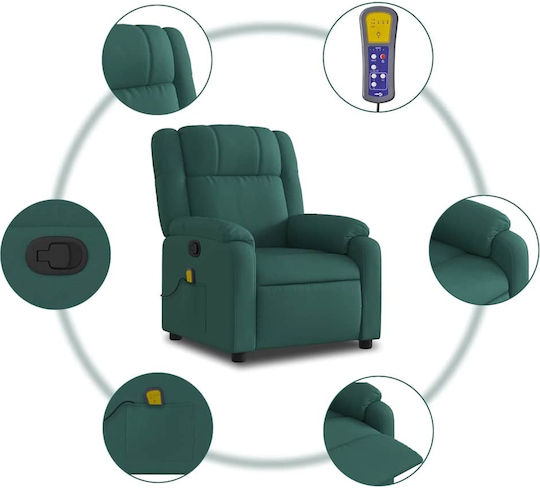 Πολυθρόνα Relax Massage με Υποπόδιο Σκούρο Πράσινο 77x95x99cm