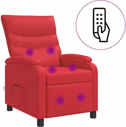Πολυθρόνα Relax Massage από Δερματίνη Κόκκινο 66x95x100cm