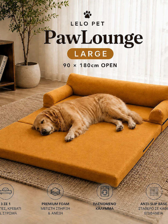 Lelo Pet PawLounge Canapea Pat Pentru Câini Ortopedic Galben 90x180cm