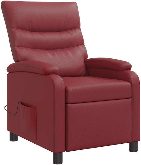Πολυθρόνα Relax Massage από Δερματίνη Κόκκινο 66x95x100cm