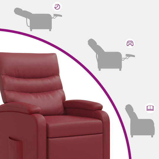 Πολυθρόνα Relax Massage από Δερματίνη Κόκκινο 66x95x100cm