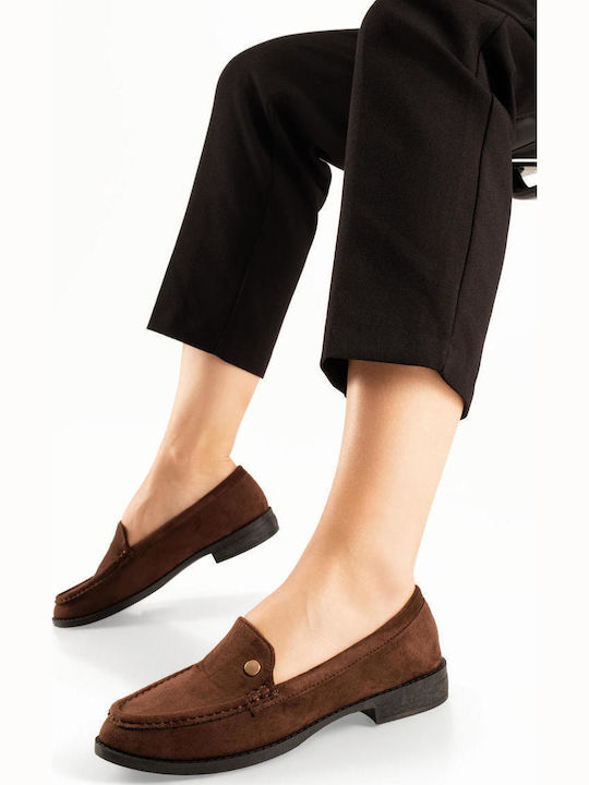 Suede Damen Mokassins in Braune Farbe