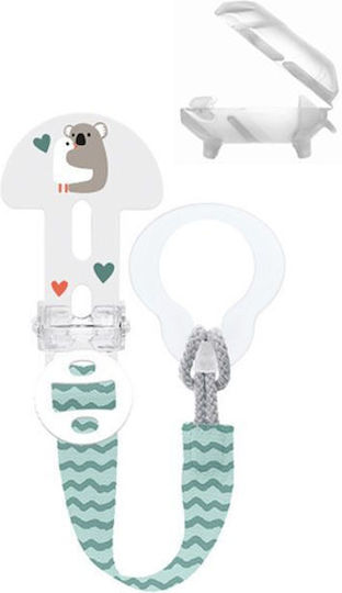 Mam Pacifier Ribbon Clip It! & Cover Fabric Koala - Striped Green