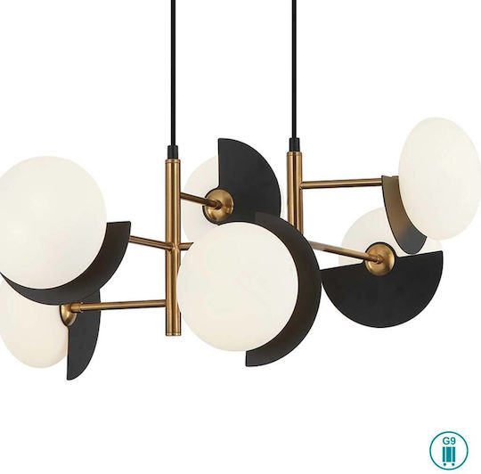 Viokef Darcy Pendant Light Black Rail for 6 Bulbs G9 62x181cm