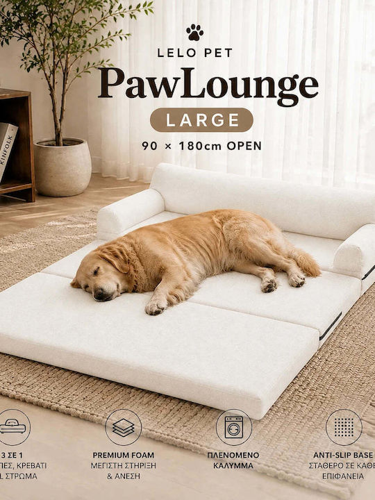 Lelo Pet Pawlounge Sofa Dog Bed Orthopedic White 90x180cm