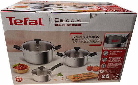 Tefal Alpha-Market Rostfreier Stahl Töpfe Set 6 Teile