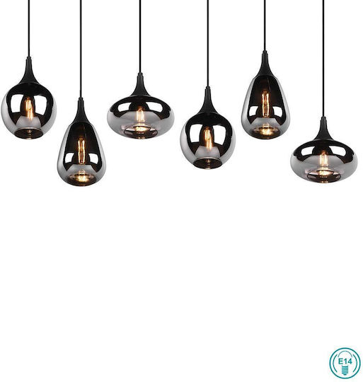 Trio Lighting Lumina Регулируема Висящо Осветително Тяло Черен Rail за 6 Крушки E14, E.14 93x20x150см.