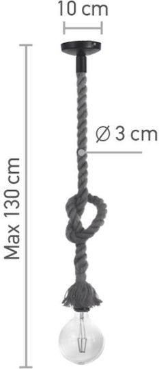 Inlight 4381-1 Adjustable Pendant Light Black with Rope for Socket E27 10x130cm