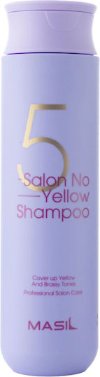 Masil 5 Salon No Yellow Shampoo Probiotic Silver Shampoo For Neutralizing Yellow Tones Without Sulfates 300ml