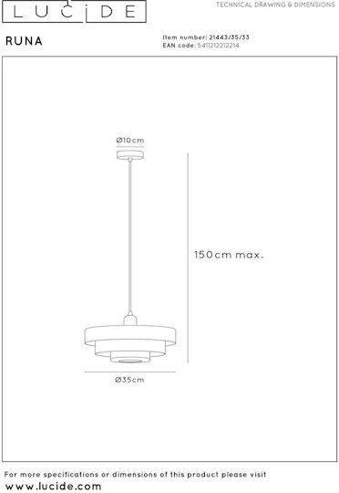 Lucide Lightning Runa Green Ceiling Light 35x35cm
