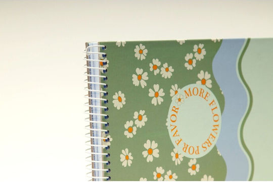 Spiral Notebook B'log Flowers Waves A4 80 Paper Sheets Ancor