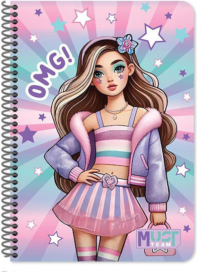 Must Team Spiral School Notebook Ruled B5 90 Paper Sheets 3 Subjects Various Designs