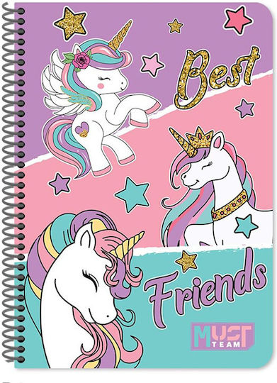 Must Team Spiral School Notebook Ruled B5 90 Paper Sheets 3 Subjects Various Designs