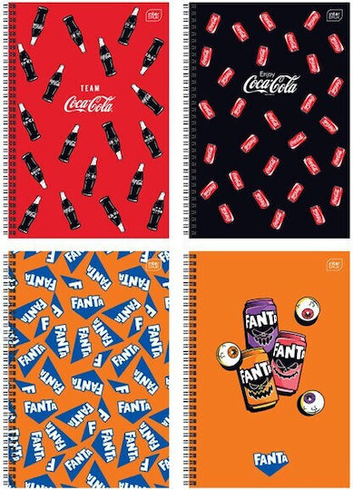 interDRUK Spiral School Notebook Ruled B5 60 Paper Sheets 2 Subjects Coca Cola (Various Designs or Colours)