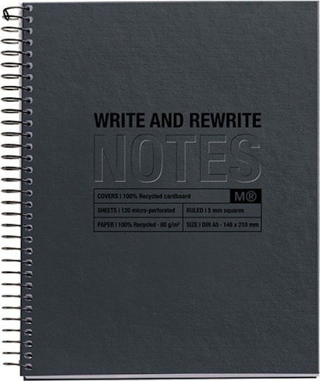 Miquelrius Spiral School Notebook Ruled A5 120 Paper Sheets Black