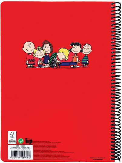 Back Me Up Spirale Schulheft Geregelt A4 105 Papiereinlagen 3 Schulfachhefte Snoopy Peanuts (Verschiedene Designs oder Farben)