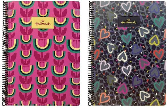 Hallmark Caiet Școlar Spirală Cu Dungi A4 70 Foi De Hârtie 2 Separatoare (Diverse Modele)