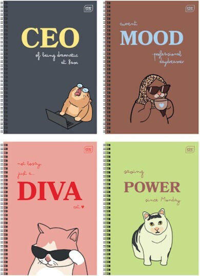 interDRUK Spiral Ruled Notebook B5 60 Paper Sheets Meme Cats (Miscellaneous Designs/Colors)