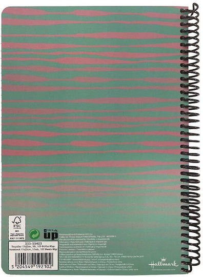 Hallmark Spiral Ruled Notebook B5 105 Paper Sheets 3 Subjects Lines