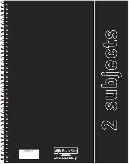 Booksite Spiral Ruled A4 Notebook 2 Subjects Black