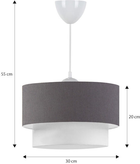 Megapap Whitehouse Висящо Осветително Тяло Сив с Цокъл E27 30x20x55см.