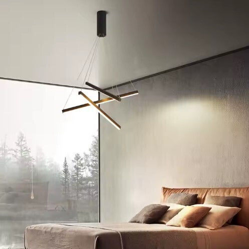 Home Lighting Κρεμαστό Φωτιστικό Μαύρο LED με Ρυθμιζόμενο Λευκό Φως 60x16x16εκ.