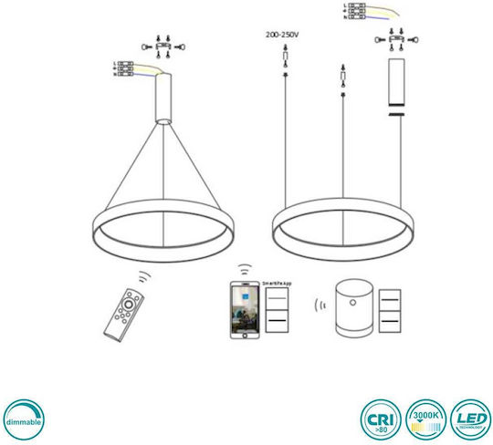 Home Lighting Amaya Κρεμαστό Φωτιστικό Χάλκινο LED με Θερμό Λευκό Φως 80x5x100εκ.