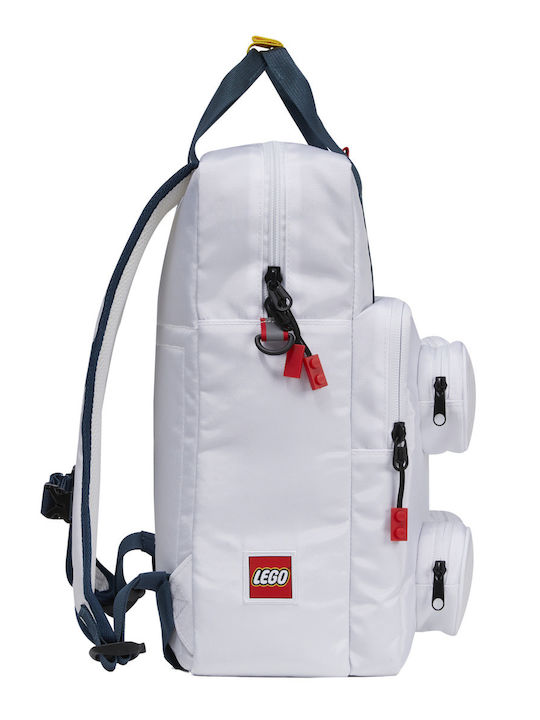 LEGO Brick 2x2 Ghiozdan de Spate pentru Grădiniță Alb cu Husă pentru Sticlă de Apă 15l
