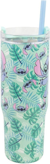 Stor Ανοξείδωτο Παιδικό Παγούρι Stitch με Καλαμάκι Γκρι 940ml