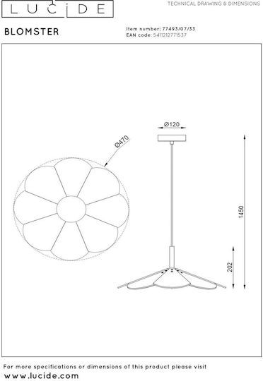 Lucide Lightning Blomster Ceiling Light Green LED with Warm White Light 47x47cm