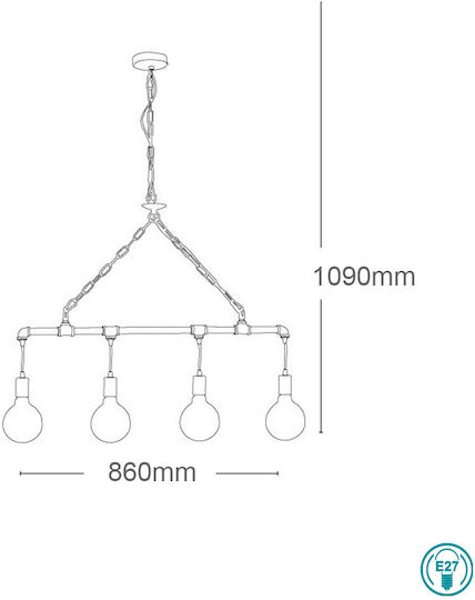 Fan Europe Amarcord Pendant Light Brown for 4 Bulbs E27 86cm