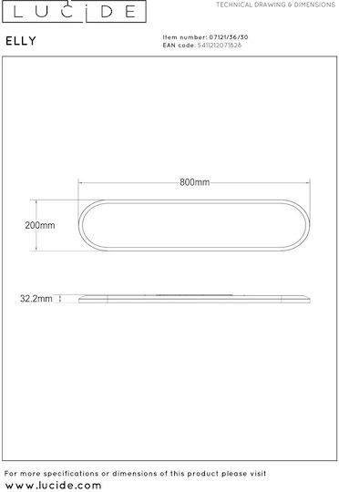 Lucide Lightning Elly Πλαφονιέρα Οροφής με Ενσωματωμένο LED