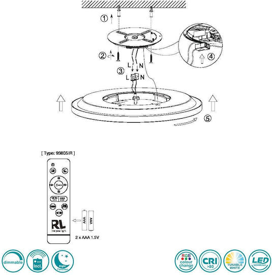 Trio Lighting Ceiling Mount Light 29cm White with Integrated LED and Remote Control