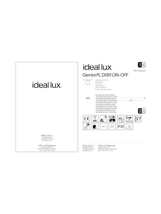 Ideal Lux Gemini Deckenleuchte 81cm LED